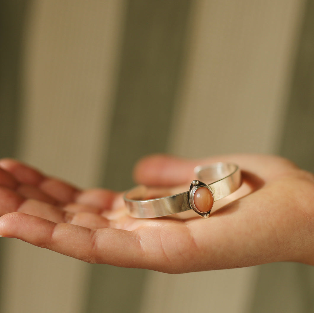 Coral Moonstone Cuff