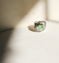 Load image into Gallery viewer, Light Green Turquoise Mountain Ring + Thick band
