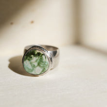 Load image into Gallery viewer, Light Green Turquoise Mountain Ring + Thick band
