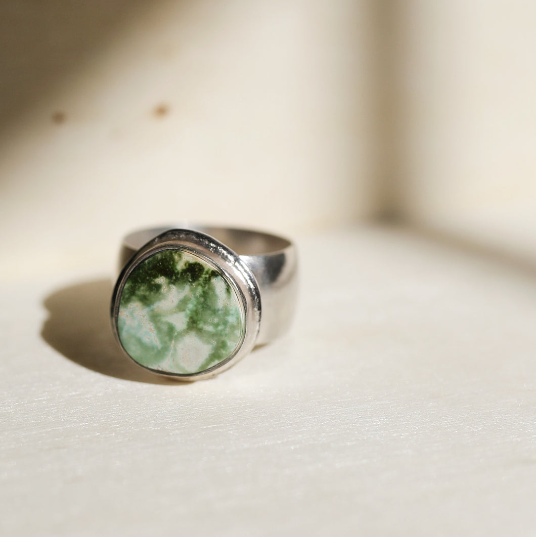 Light Green Turquoise Mountain Ring + Thick band