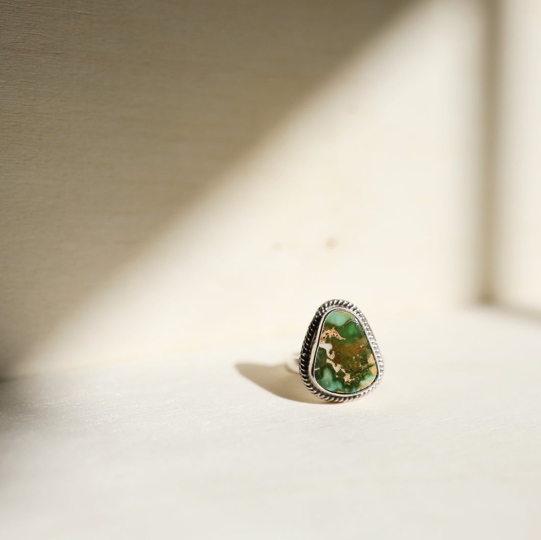 Turquoise Mountain Ring with Braided Detail