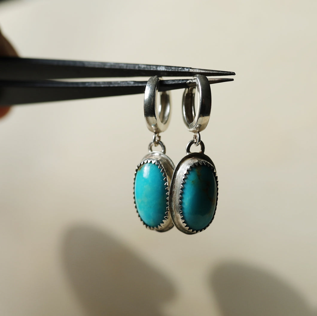 Bright Turquoise Huggie Earrings